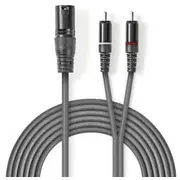 Kabelis Nedis Xlr M - 2X Rca 1.5M Coth15200Gy15
