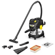 Karcher Wd 4 S GoFurther 1.628-262.0 Bungu mitrs-un-sausais putekļu sūcējs 20 L 1100 W Plakans filtrs un pūšanas funkcija Dzeltens-Nerūsējošā tērauda-melns