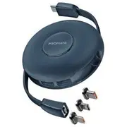 Promate Quiver Salokāms magnētiskais kabelis Usb-C uz / Lightning microUSB 1M Aisquiverbl