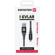 Swissten Kevlar Kabelis Usb / Lightning 1.5M 60W 71543010