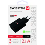 Swissten Premium Tīkla Lādētājs 2 x Usb 2.1А / 10.5W Sw-21A105W-Bk