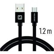 Swissten Textile Quick Charge Universāls Micro Usb Datu un Uzlādes Kabelis 1.2M Sw-Qu-Micr-Usb-1.2-Bk