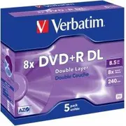 Verbatim Matricas DvdR Dl  8.5Gb Double Layer 8X Azo 5 Pack Jewel 43541V