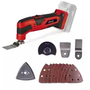 Bezvadu multifunkcionālais instruments Tc-Mg 18 Li-Solo, Einhell, 4465170, 18V, 22,000-40,000 vibrācijas/min, 12 fiksācijas iestatījumi, komplektā ar smilšpapīru un griešanas asmeņiem 4465170
