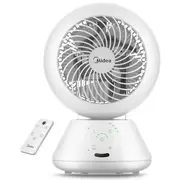 Galda ventilators ar 5 ātruma režīmiem oscilāciju un tālvadības pulti balts Turboforce Mdf24Jrw Midea