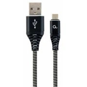Gembird Usb Male - Micro Premium cotton braided 1M Black/White Cc-Usb2B-Ammbm-1M-Bw