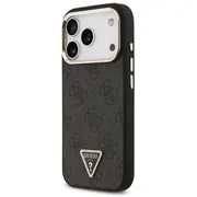 Guess Pu Leather 4G Strass Triangle Logo Gold Frame Magsafe Case Aizsargapvalks priekš iPhone 17 Pro / melns Guhmp17Lp4Gtdgmk