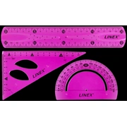 Lineālu komplekts Linex, Flex Pink 200-14843