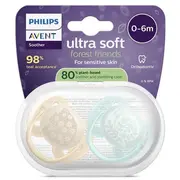 Philips Avent Ultra soft Deco Zīdaiņu Māneklīši 0-6M 2Gab Blue/Yellow Scf091/41