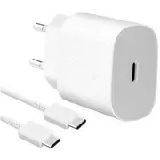 Samsung Ep-Ta800Ewe  Ep-Dg980Bwe Tīkla lādētājs 25W Usb-C/Usb-C datu kabelis balts Oob Bulk Ep-Ta800Ewe/Ep-Dg980Bwe
