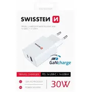 Swissten Gan Tīkla Lādētājs Pd 30W Usb-C / Usb 22037000