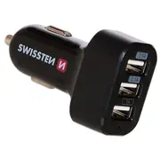 Swissten Triple Premium Auto Lādētājs 5.2A Usb 2.1A  1A Sw-Cch-Tri5.2A-B