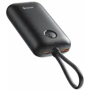 Swissten Voltbox 35W Ārējās uzlādes Baterija 10000 mAh ar iebūvētiem Usb-C un Lightning kabeļiem 22013936