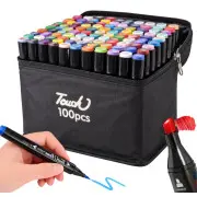  Alkohola marķieru komplekts 100 gab divpusējie flomāsteri ar somiņu Touch Alcohol-Based Markers Ndash Set Of 100, Double-Sided Felt-Tip Markers, Case