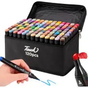  Touch spirta marķieru komplekts 120 gab divpusēji flomāsteri ar somiņu Alcohol-Based Markers Ndash Set Of 120, Double-Sided Felt-Tip Markers, Case