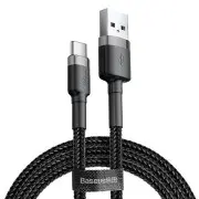 Baseus Cafule kabelis Usb-C 3A 0,5NbspM PelēksMelns Durable Nylon Braided Wire, Usb - C, 0,5 m cable GreyBlack 