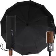 Malatec 19368 Automātiskais saliekamais lietussargs ar 12 spieķiem, melns Velks Automātiski Atkrātājams Umbrella Vijumi, automātiska atkrātāscaronana un skatināscaronana, stiprinā mate ria ły  cover, modeņa roksts vargls, vējadu atstarga ūdensvidroscarona. Mal