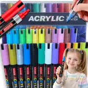  Akrila marķieru komplekts 24 gab ūdensizturīgi flomāsteri 4 mm Acrylic markers set of waterproof flamastry with ink