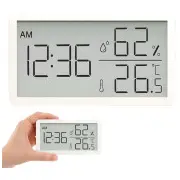  Digitālais termometrs un higrometrs ar pulksteni Lcd ekrānu, balts Digital thermometer and hygrometer with clock Ndash temperature humidity measurement for home garden