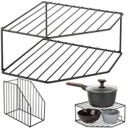  Stūra Divlīmeņu Organizators Konteiners Plaukts Virtuvei Mājai Vannas Iistabai, Dažādās... Kitchen corner standing metal shelf two-tier bathroom