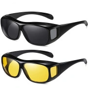  Hd Vision auto nakts redzamības un saulesbrilles komplekts, melnas/dzeltenas polarizētas lēcas, Uv filtrs night vision goggles 2 pcs