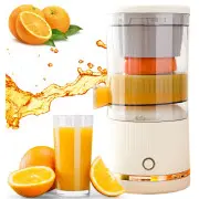  Automātiskā citrusaugļu sulu spiede apelsīniem un citroniem, pārnēsājama, balta Automatic citrus juicer orange and fruit