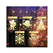  3D Vitrāžas Loga Dekorācija, Ziemassvētku Gaismas, Egle stained glass window decoration christmas lights