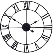  Liels Metāla Sienas Retro Pulkstenis ar RomieScaronU Cipariem, Melns, 47,5 cm Rome retro vintage loft 3D wall clock 50Cm