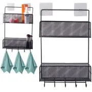  Piekarams metāla organizators / plaukts virtuvei un vannas istabai, melns Metal organiser hanging shelf kitchen bathroom hanger