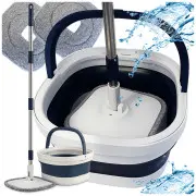  360Deg pagriežams plakanais grīdas slota ar salokāmu spaini, rotējoscarons spainis, 2 mikrofibras flat swivel mop with foldable bucket Ndash 2-Pack microfibre rotating