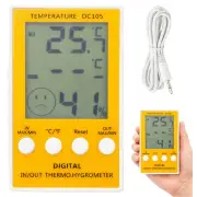  Digitālais termometrs un higrometrs ar zondi Lcd displejs, dzeltens-balts Digital thermometer and hygrometer with in/out probe, lcd display, temperature humidity
