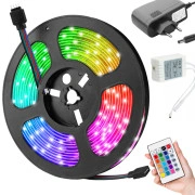  Led lente gaisma Smd 5050 Rgb ar tālvadības pulti, 5M tape smd rgb remote control set 4,5M waterproof