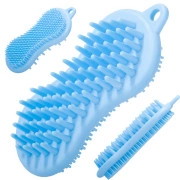  Silikona masāžas birste un sūklis ķermeņa galvas mazgāscaronanai Washer sponge brush for head and body massage