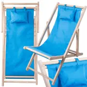  Koka Pludmales Atpūtas Krēsls Salokāms Dārza ScaronEzlongs, Zils Wooden deckchair beach chairs folding garden cushion chair