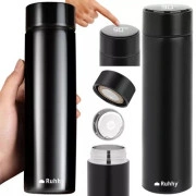 Ruhhy Termokrūze ar led displeju, 500 ml, melns termoss, kafijas, termometru, temperatūras indikatoru Thermo mug with Led display 23261 