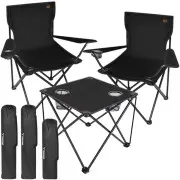 Trizand saliekams tūrisma galds un 2 krēsli, melns  Fishing table two chairs 25468