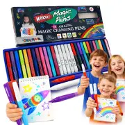  Maģiskie krāsu mainoscaronie flomāsteri 25 gabalu komplekts bērniem, daudzkrāsaini Magical colour-changing markers, pieces set of creative markers for children