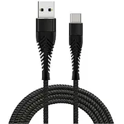 Fusion Fishbone Usb-A uz Usb-C kabelis 30W  3A 1,5M melns