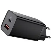 Baseus Gan Ccgan2L-B01 Tīkla Lādētājs Usb / Usb-C 65W 5A Quick Charge 3.0 Melns