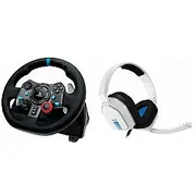 Logitech G29 Wheel  Astro A10 Ps4 austiņas, baltas