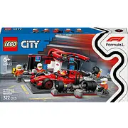 Pilsētas Formula 1 F1 pitstop un mehāniķi ar Ferrari automašīnu 60443