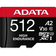 Adata augstas izturības Microsdxc karte Ausdx512Gui3V30Sha2-Ra1 Karta High Endurance Gb Class Uhs-I/U3 A2 V30