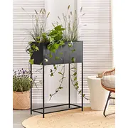 Beliani Puķu pods uz kājām Tapien Metāls 70 cm Melns Doniczka na Metal Czarny