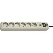 Brennenstuhl Eco-Line strāvas sloksne ar 6 ligzdām. 1.5 m pelēka 1159750015 Listwa gniazd szara