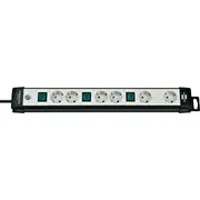 Brennenstuhl Premium-Line strāvas sloksne 6 ligzdas 3 m baltā un melnā krāsā 1951560600 Listwa gniazd