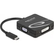 Delock Av adapteris ātrgaitas - video viena saite Usb-C savienojums Db-15. Dvi-I. Hdmi. Displayport weiblich 10 cm Schwarz 4K60Hz 3840 x 2160 atbalsts Dp. Unterstutzung 60 Hz Vga. 1200 pikseļu Dvi Adapter High Speed Videoadapter Single Link mannlich zu Support Dp.1080P-Unterstutzung.