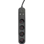 Gembird Smart sloksne Tuya 4Xde 2Xusb-A 1Xusb-C Melns Inteligentna listwa Czarna