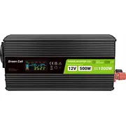 Green Cell pārveidotājs Lcd Converter 12V/230V 500W/1000W Pure Sinus Invgc12P500Lcd Przetwornica Czysty