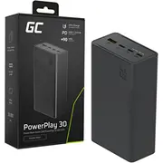 Greencell Powerplay 30 Black Powerbank 000 mAh. 22.5 W. 4 ostas czarny powerbank 000Mah. 22.5W. porty