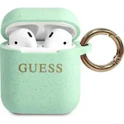 Guess Guaccsilglgn Airpods vāciņš zielons/zaļš silikona mirdzums Cover zielony/green Silicone Glitter